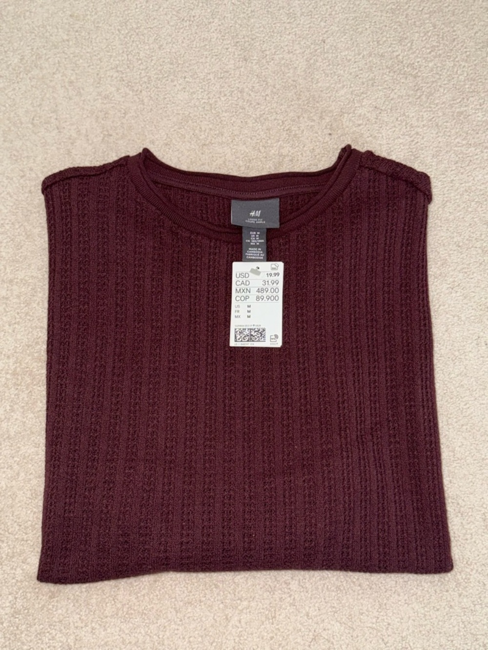 H&M Loose Fit Men’s Crewneck Shirt - Burgundy